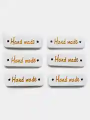 Белый бирки деревянные "Hand made" ("Ручная работа"), прямоугольные, набор из 6 шт. 3 цвета
