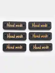Черный бирки деревянные "Hand made" ("Ручная работа"), прямоугольные, набор из 6 шт. 3 цвета