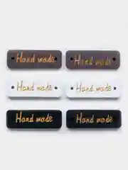 Разноцветный бирки деревянные "Hand made" ("Ручная работа"), прямоугольные, набор из 6 шт. 3 цвета