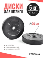 Набор дисков для штанги ProRun, 2 шт х 2,5 кг, черный, пластик, 100-5050