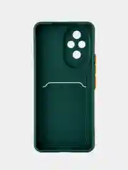 Тёмно-зелёный чехол для  Honor 200 5G (Хонор 200 5 джи), с карманом для карт