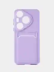 Лавандовый чехол для Huawei Pura 70 Pro /70 Pro Plus (Хуавей пура 70 про плюс +), с карманом для карт