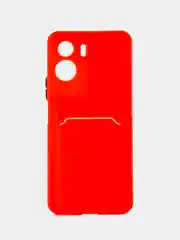 Красный чехол для Honor 90 Lite (Хонор 90 лайт), с карманом для карт