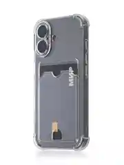 Прозрачный чехол для Apple iPhone 16 противоударный Rosco силиконовый, карман для карт, защита углов