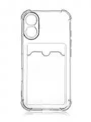 Прозрачный чехол для Apple iPhone 16 противоударный Rosco силиконовый, карман для карт, защита углов