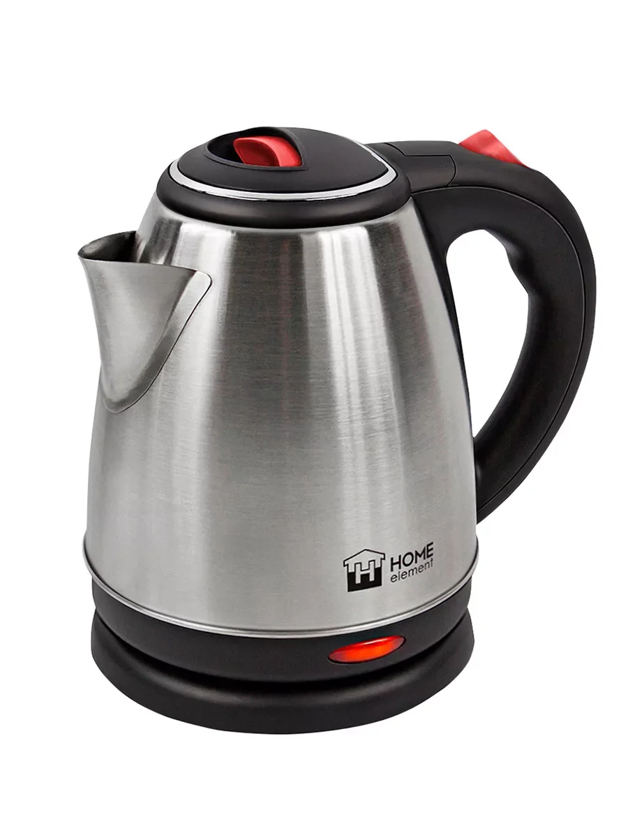 Серебряный электрический металлический чайник HOME ELEMENT HE-KT165 красный рубин