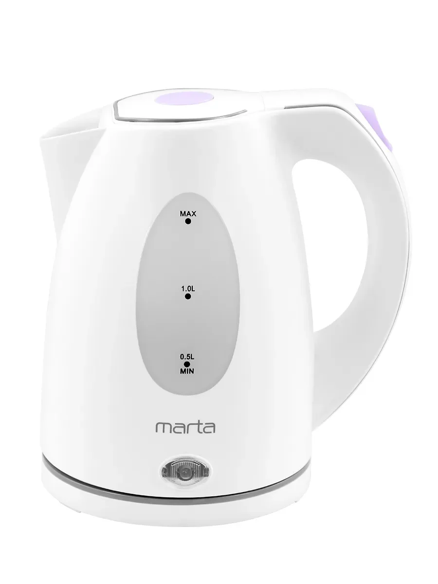 Белый электрический чайник MARTA MT-4638 / 2200W/ Объем-1,7л/ белый,лиловый