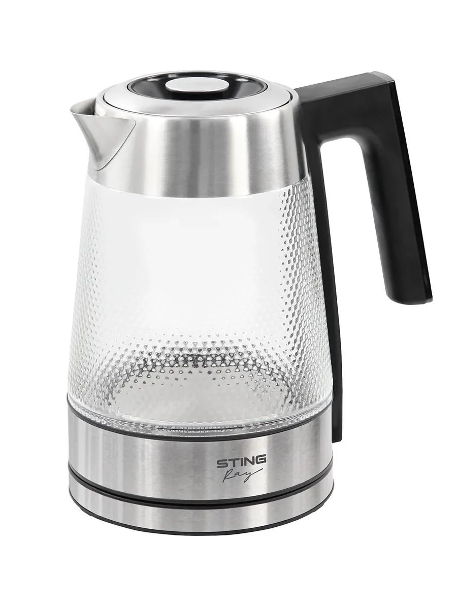 Черный чайник электрический STINGRAY ST-KT3019A стеклянный 2л, Двойные стенки/ эффект термоса