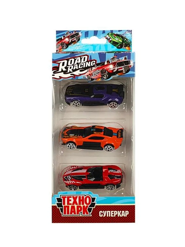 Набор металлических машинок ТехноПарк Road Racing. Суперкар, 7,5 см