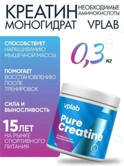 VPLAB Pure Creatine Monohydrate, Моногидрат креатина, 300г