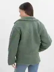 Зелёный хаки пальто женское, шуба Тедди