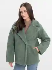 Зелёный хаки пальто женское, шуба Тедди