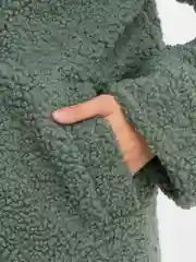 Зелёный хаки пальто женское, шуба Тедди