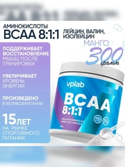 VPLAB BCAA 8:1:1, BCAA с L-глютамином, порошок 300 г со вкусом манго