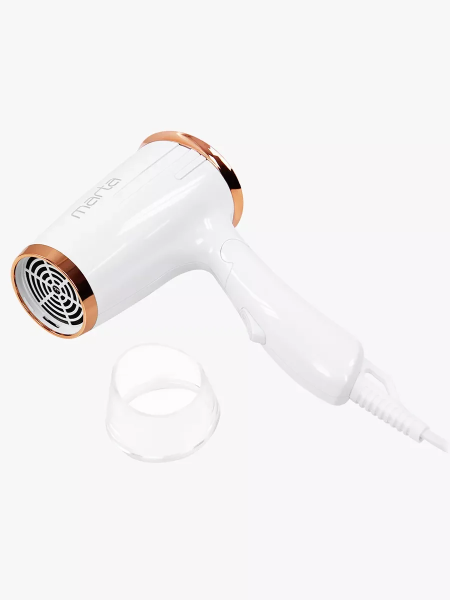Медный фен MARTA MT-HD1404A MAX 1800W 2 режима работы, складная ручка / медный агат