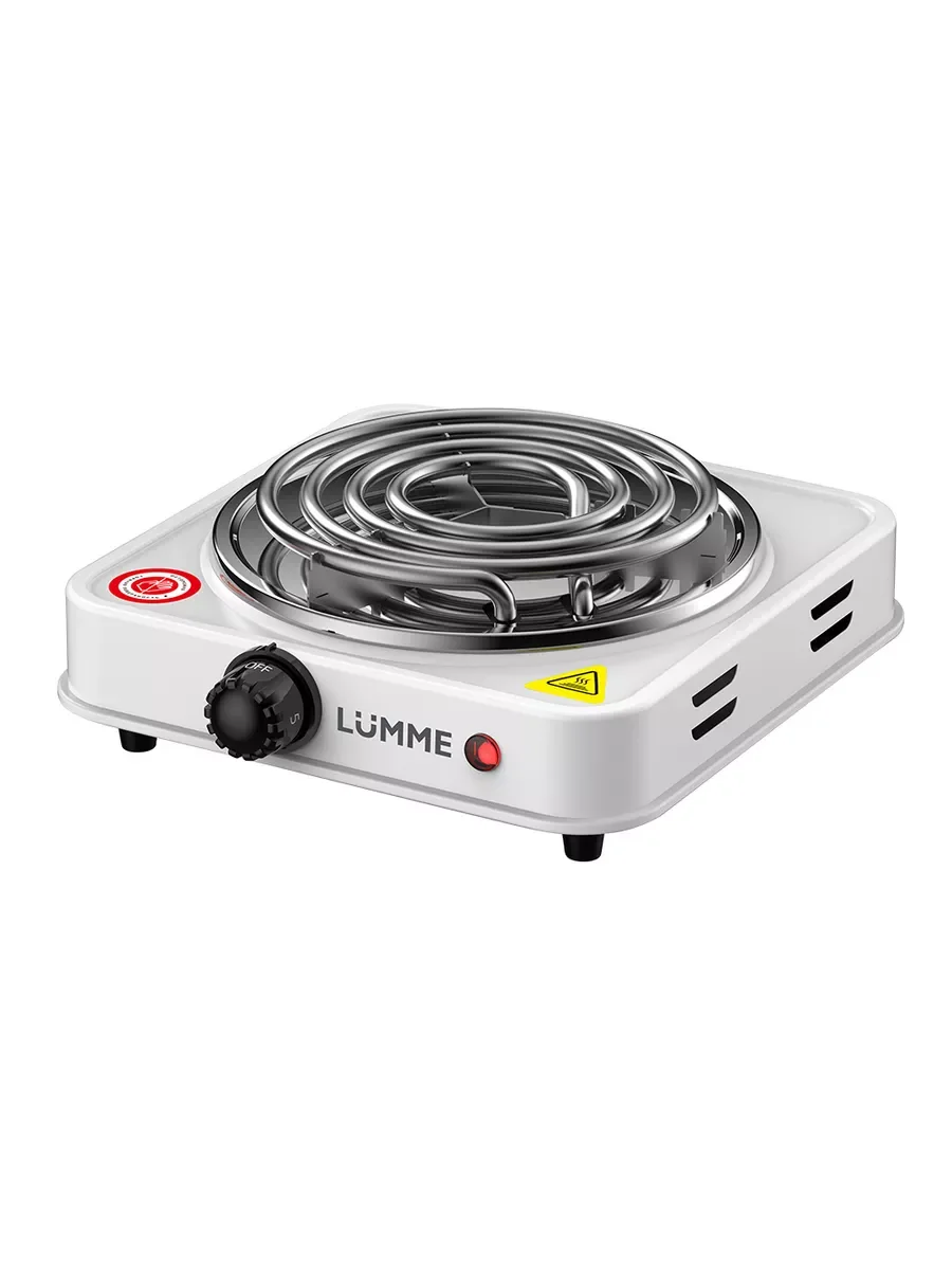 Белый электрическая плитка LUMME LU-HP3718A /1800W /1 конфорка спираль /диаметр 15 см. /белый