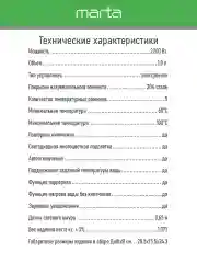 Черный чайник электрический MARTA MT-4611 стеклянный 1,8 Л с терморегулятором/5 режимов/подсветка