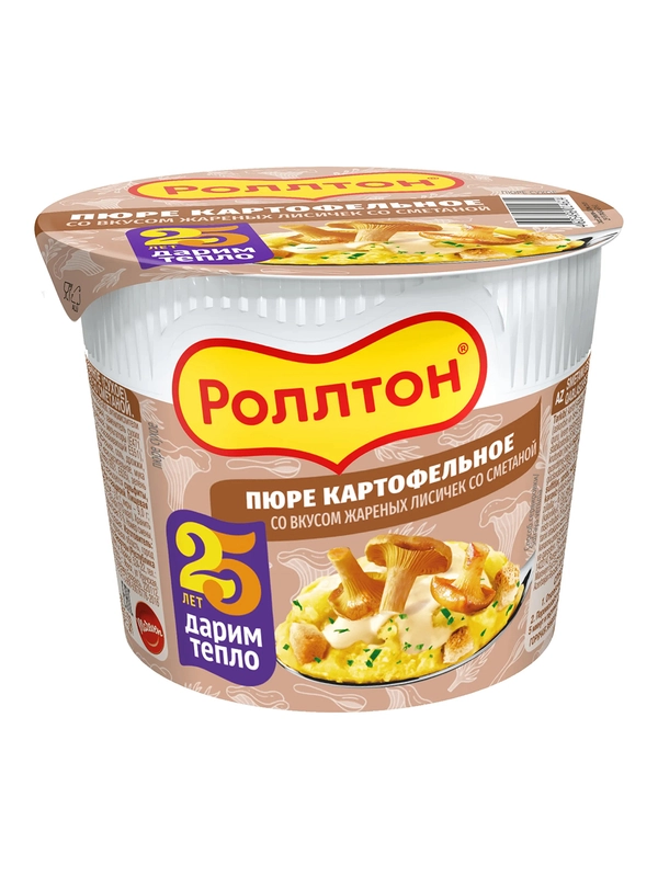 Картофельное пюре быстрого приготовления Роллтон жареные лисички со сметаной, 40г