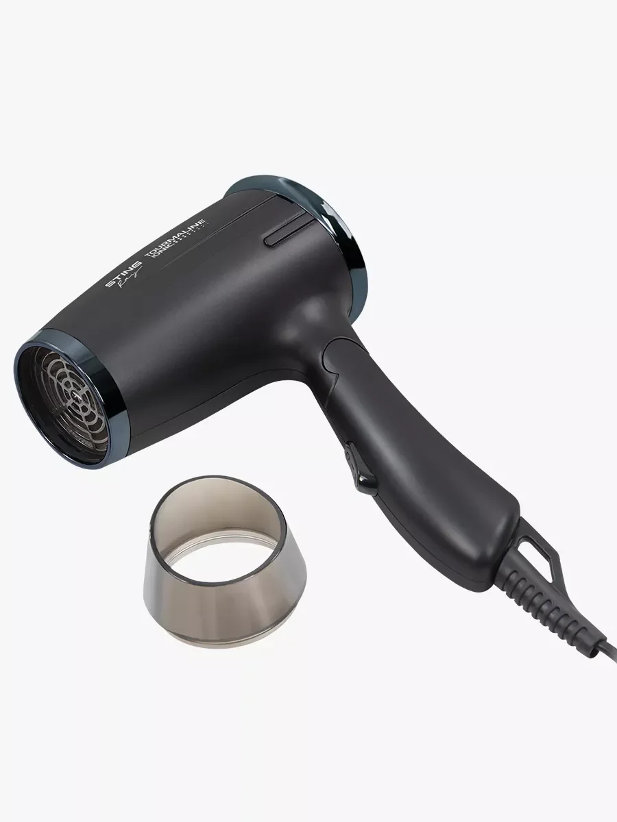 Черный фен STINGRAY ST-HD805A tourmaline ionic MAX 1800W 2 режима мощности, складная ручка