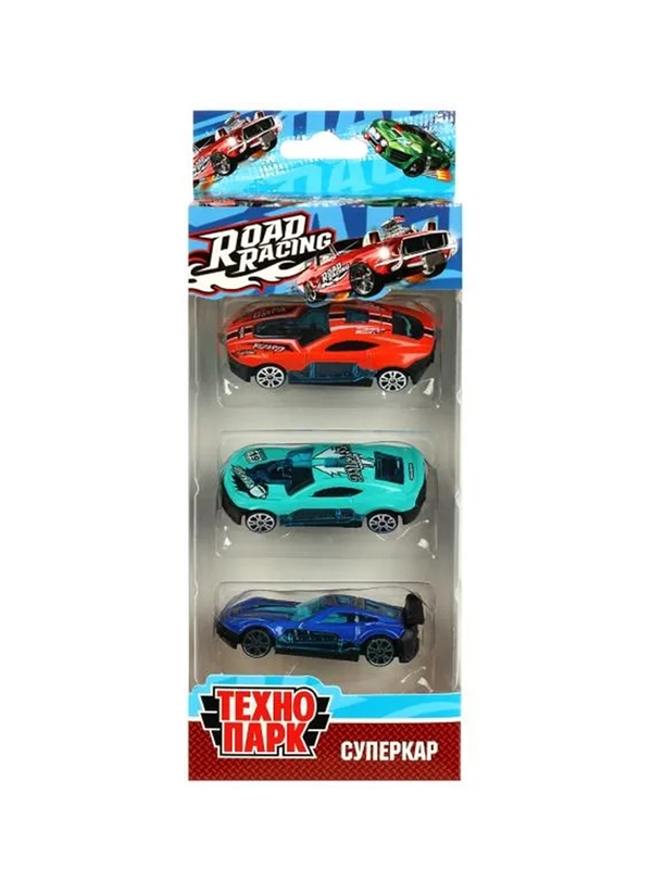 Набор металлических машинок Технопарк "Road Racing. Суперкар", 7,5 см