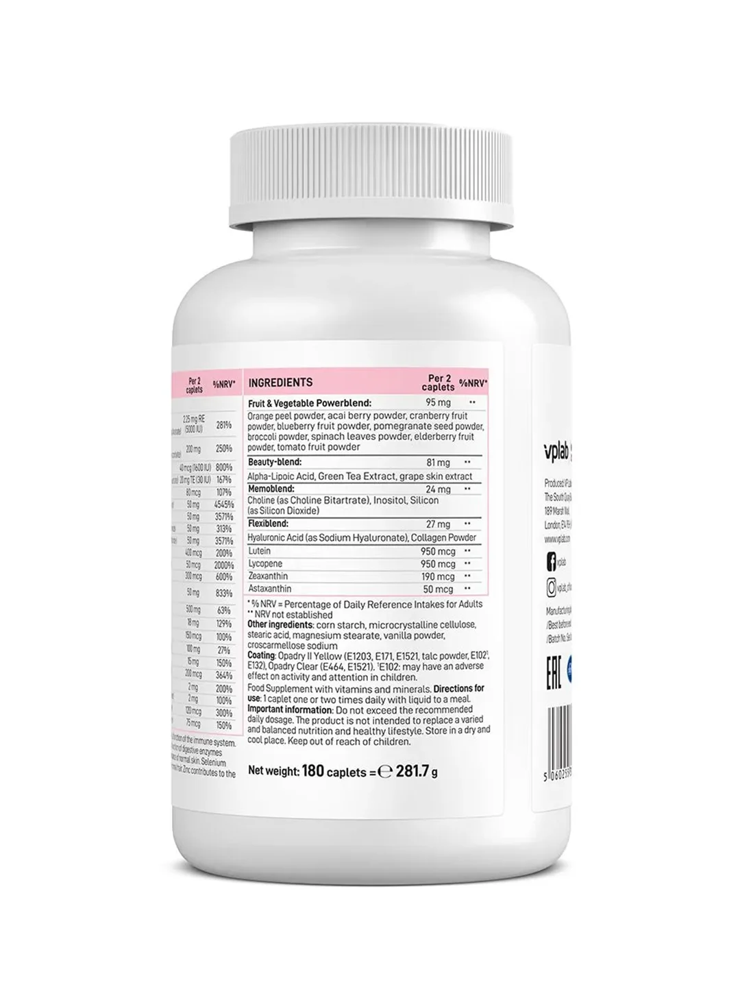 VPLAB Ultra Women's Multivitamin Formula, Мультивитамины для женщин, 180 каплет