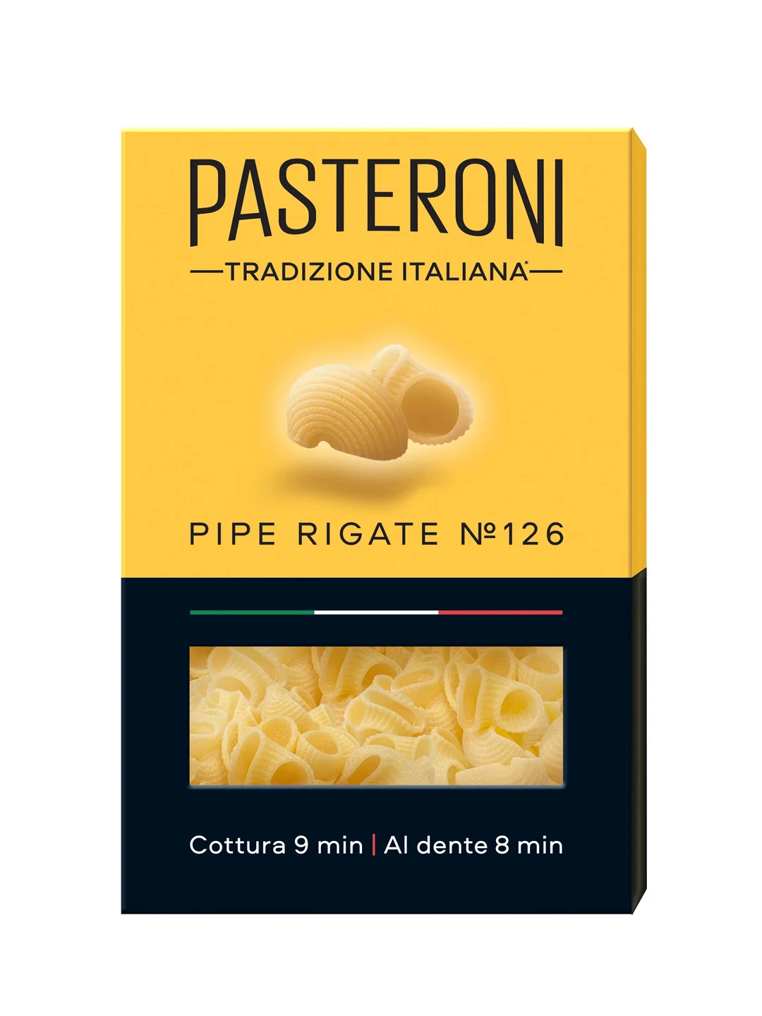 Макаронные изделия PASTERONI, Пипе Ригате №126, 400г
