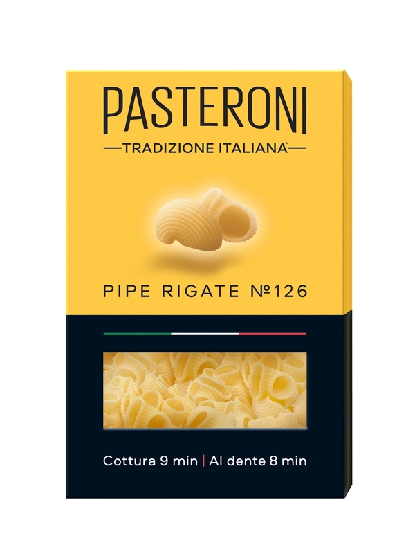 Макаронные изделия PASTERONI, Пипе Ригате №126, 400г