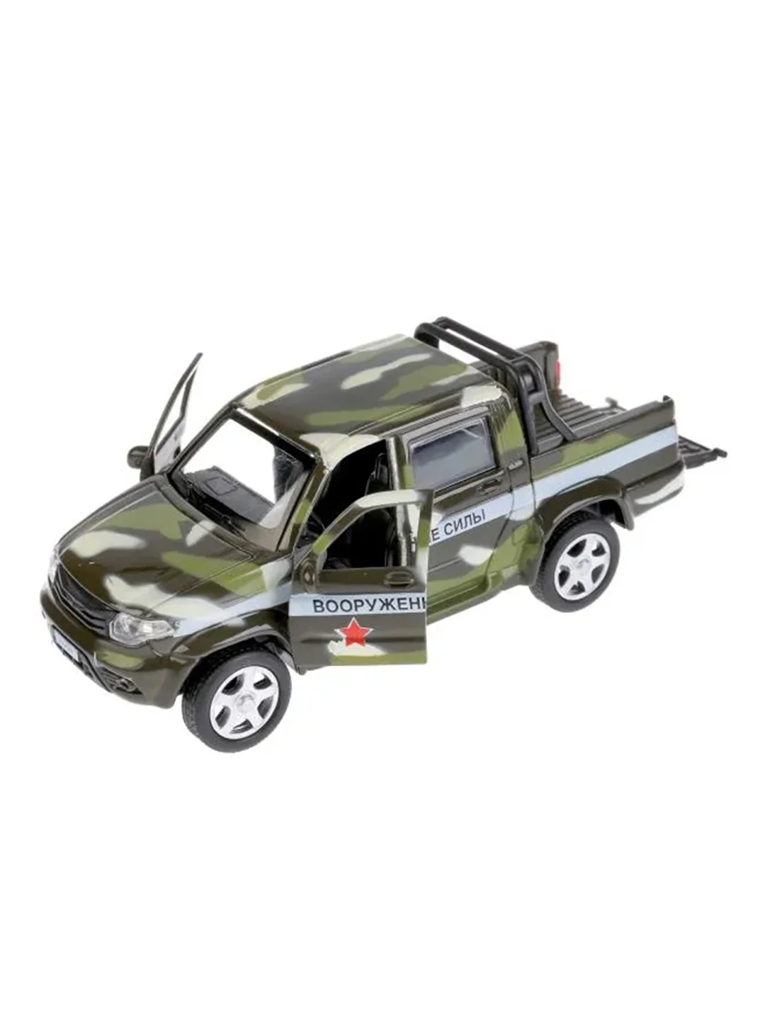 Металлическая модель ТехноПарк УАЗ Pickup Военный, 12 см