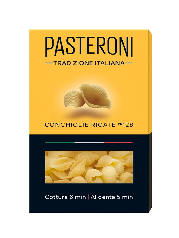 Макаронные изделия PASTERONI, Конкилье Ригате №128 , 400г