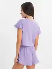 Лавандовый пижама женская в рубчик