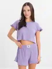 Лавандовый пижама женская в рубчик
