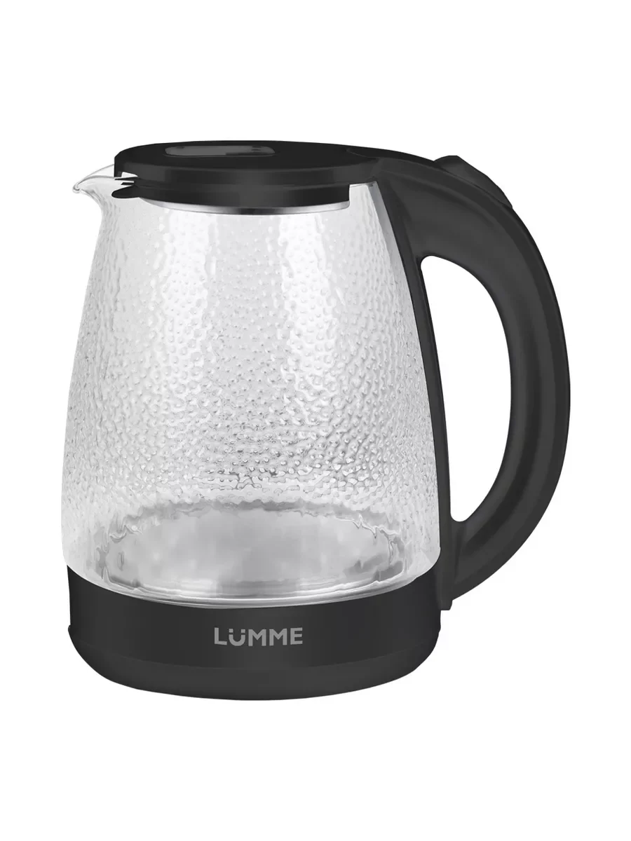 Черный чайник электрический LUMME LU-KT4117A стеклянный 2л, черный агат