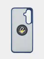 Синий чехол противоударный Samsung Galaxy S24 FE, S24FE с металлической подставкой кольцом