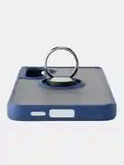 Синий чехол противоударный Samsung Galaxy S24 FE, S24FE с металлической подставкой кольцом