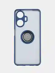 Синий чехол противоударный Realme C55 (Реалми С55), с металлической подставкой кольцом