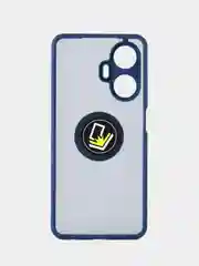 Синий чехол противоударный Realme C55 (Реалми С55), с металлической подставкой кольцом