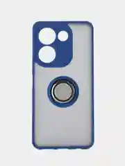 Синий чехол противоударный Tecno Camon 20 4G / Camon 20 Pro, с металлической подставкой кольцом