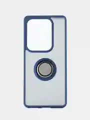 Синий чехол противоударный Infinix Zero 30 4G(Зеро 30 4 Джи), с металлической подставкой кольцом