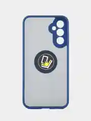 Синий чехол противоударный Samsung Galaxy A34, с металлической подставкой кольцом