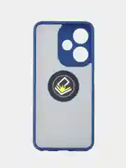 Синий чехол противоударный Infinix HOT 30i (Хот 30и), с металлической подставкой кольцом