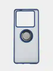Синий чехол противоударный Infinix NOTE 40 (Инфиникс Ноут 40) с металлической подставкой кольцом