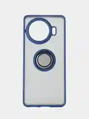 Синий чехол противоударный Tecno Spark 20 Pro+ (Plus), с металлической подставкой кольцом
