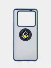 Синий чехол противоударный Infinix NOTE 40 (Инфиникс Ноут 40) с металлической подставкой кольцом