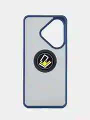 Синий чехол противоударный Xiaomi POCO F6 (Сяоми Поко Ф6), с металлической подставкой кольцом