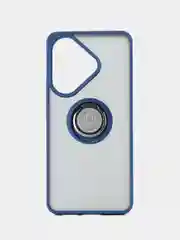 Синий чехол противоударный Xiaomi POCO F6 (Сяоми Поко Ф6), с металлической подставкой кольцом