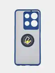 Синий чехол противоударный Infinix NOTE 30(Инфиникс Ноут 30), с металлической подставкой кольцом
