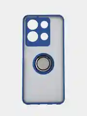 Синий чехол противоударный Infinix NOTE 30(Инфиникс Ноут 30), с металлической подставкой кольцом
