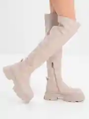Пудровый женские зимние сапоги , высокие