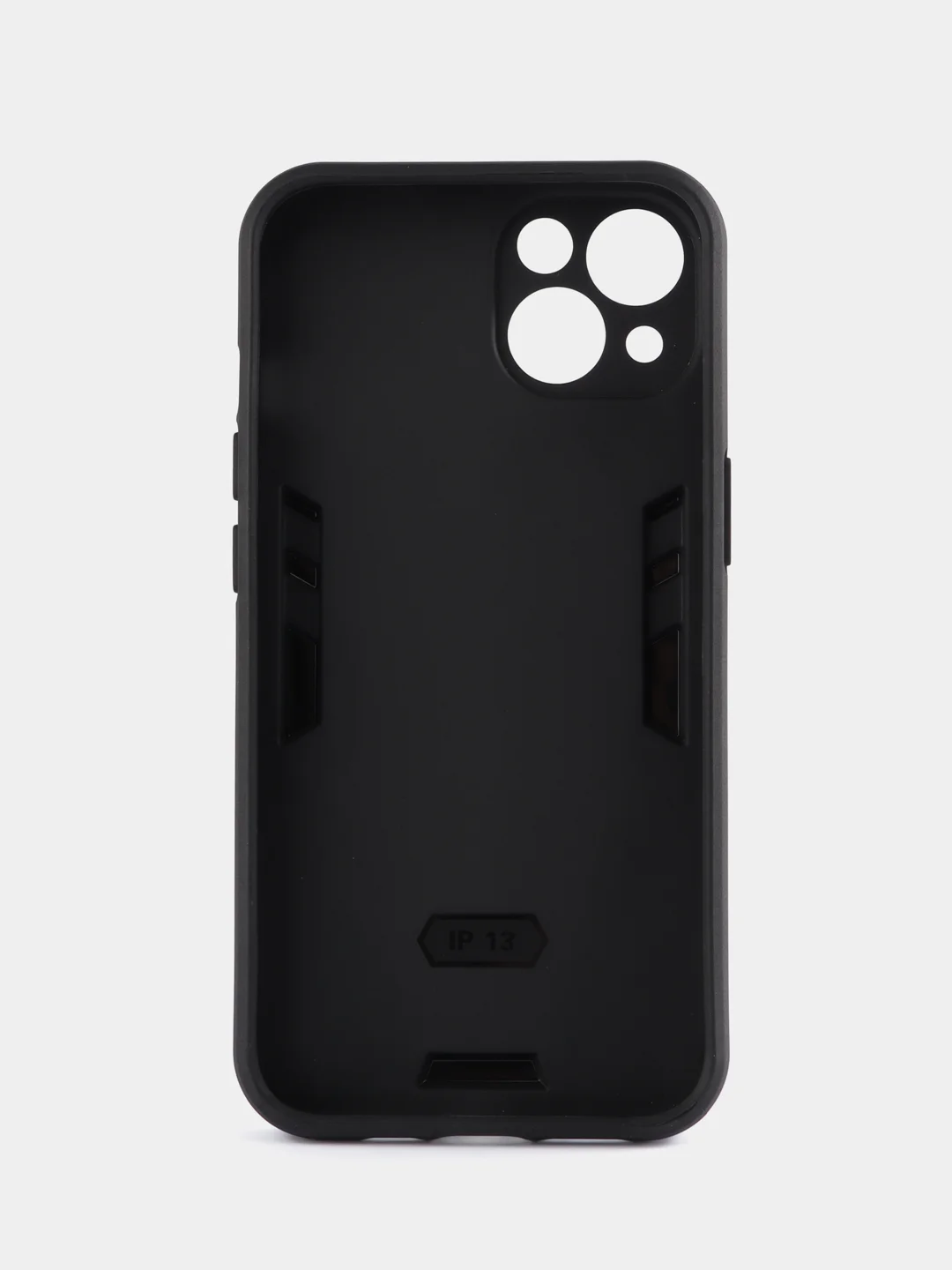 Синий чехол для iPhone 13 (Айфон 13) противоударный, с металлической подставкой кольцом