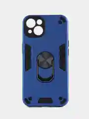 Синий чехол для iPhone 13 (Айфон 13) противоударный, с металлической подставкой кольцом